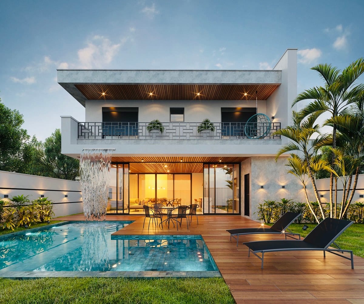 3d architectural exterior design of house, commercial building 3d rendering