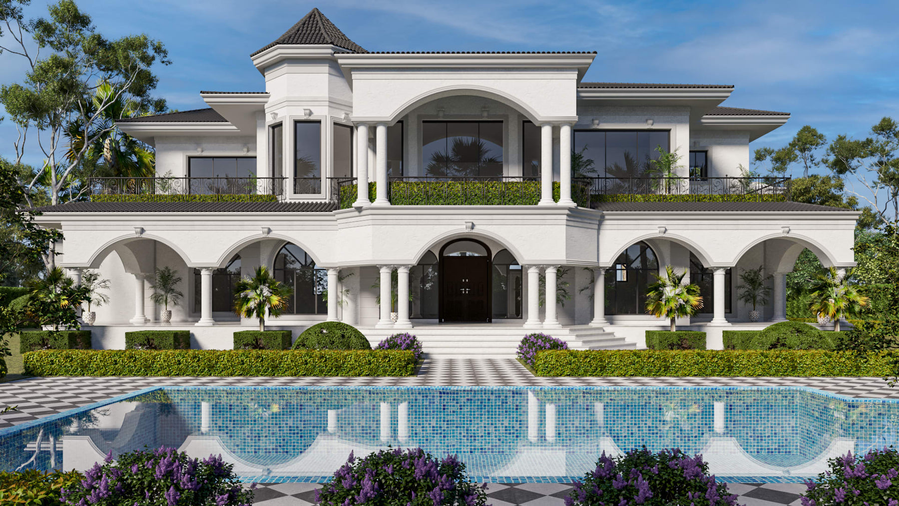 3d architectural exterior design of house, commercial building 3d rendering